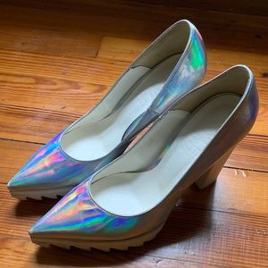Holographic rubber sole heels size 6.5